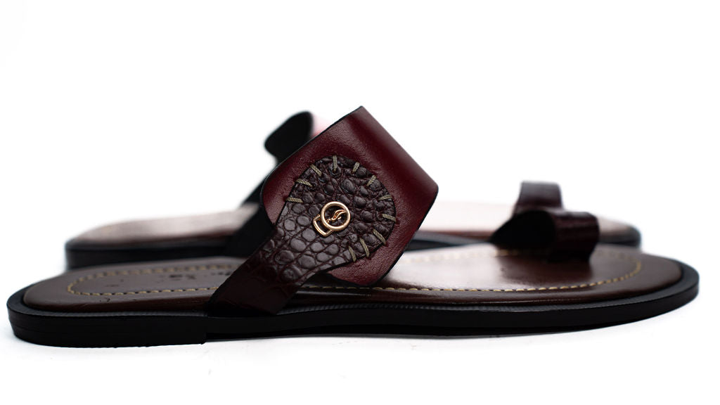 Burgundy Woven Strap Sandals — alternate view 02