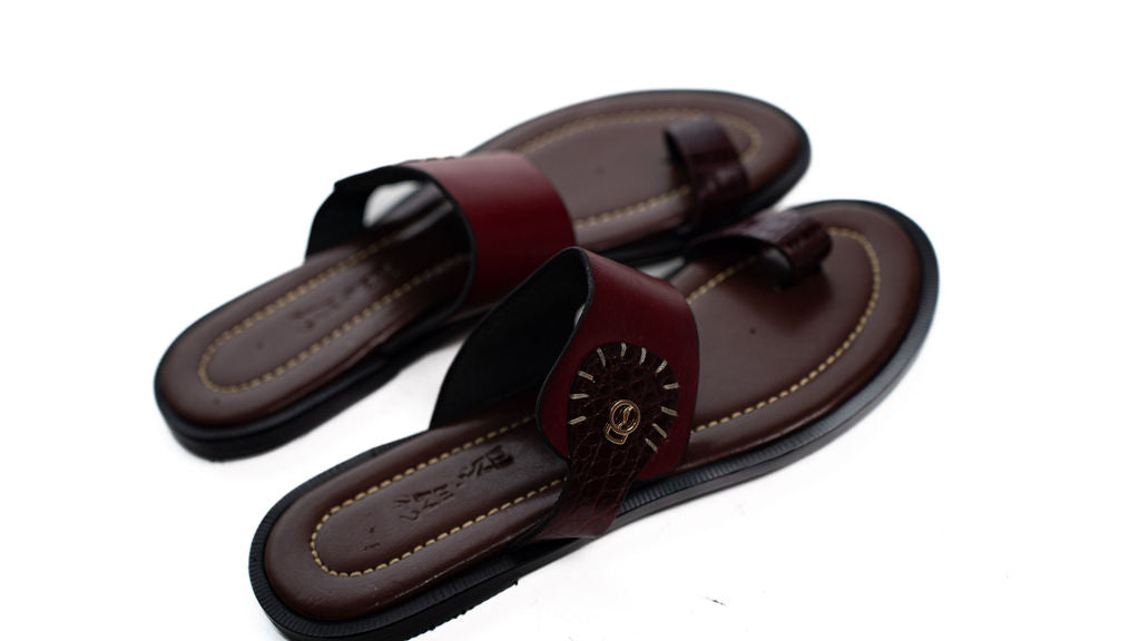 Burgundy Woven Strap Sandals — product view 03
