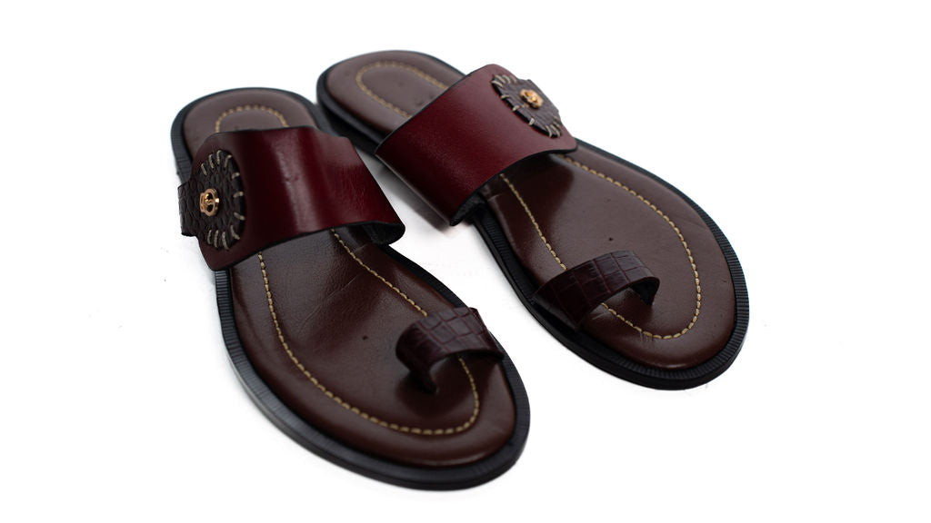 Burgundy Woven Strap Sandals — product view 05