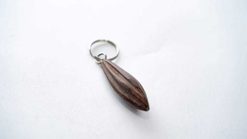 Brown Wood Pendant Keychain — main view 01