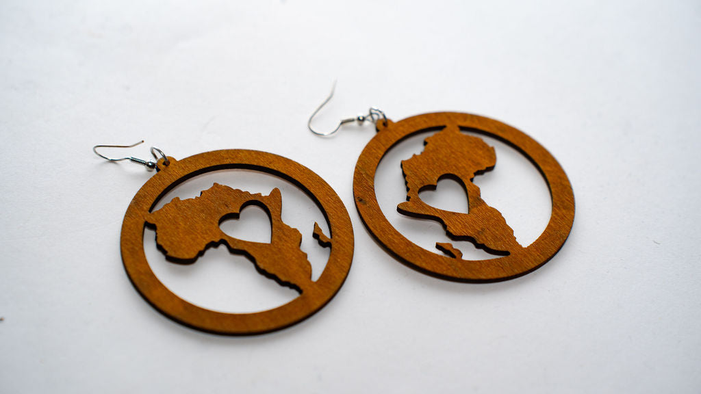 Wooden Africa Map Earrings — main view 01