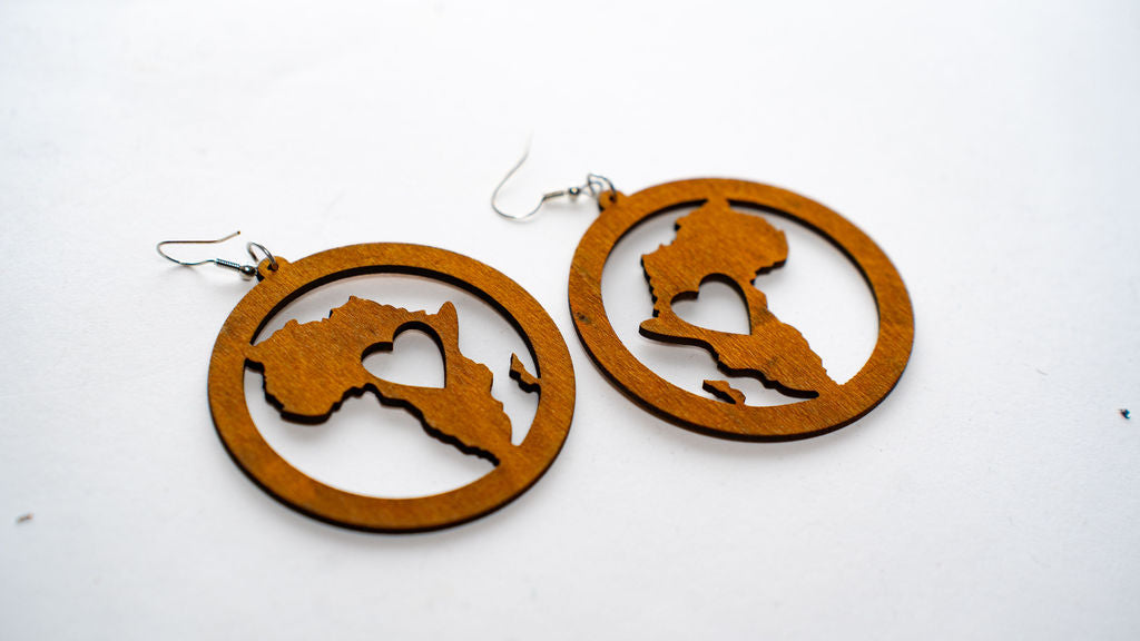 Wooden Africa Map Earrings — alternate view 02