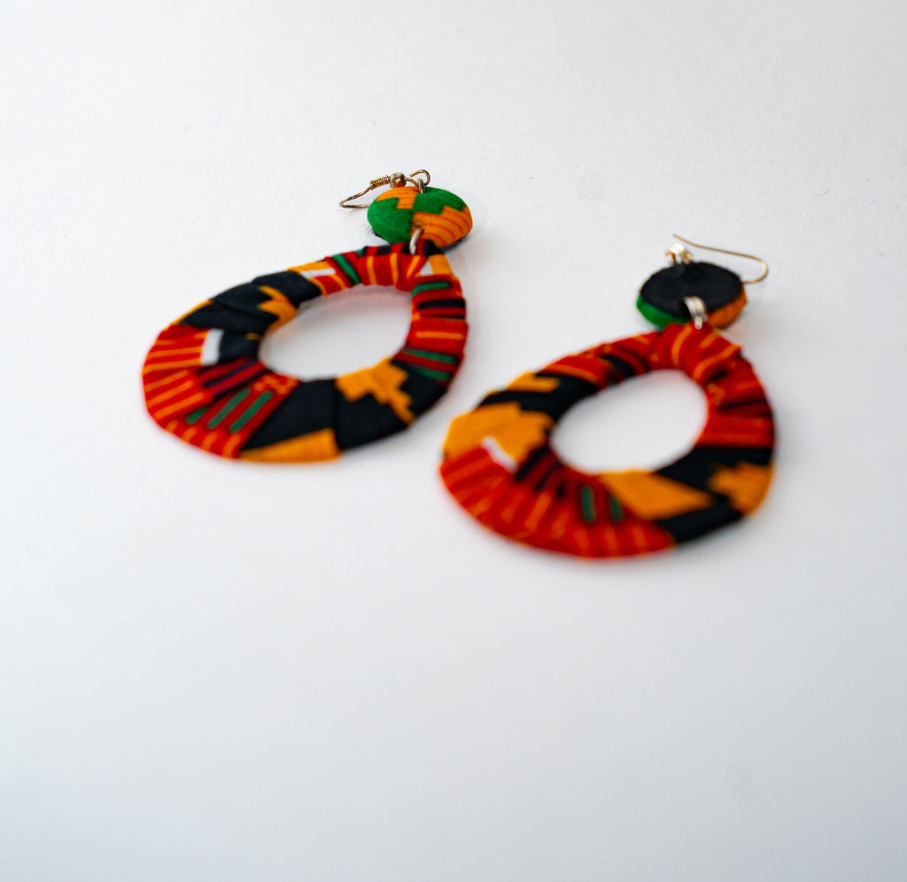Kente Wrapped Hoop Earrings — main view 01