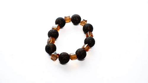 Black Brown Round Bead Bracelet — main view 01