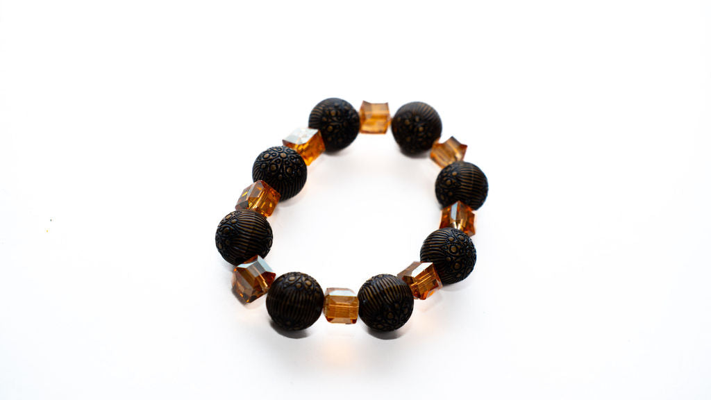 Black Brown Round Bead Bracelet — alternate view 02