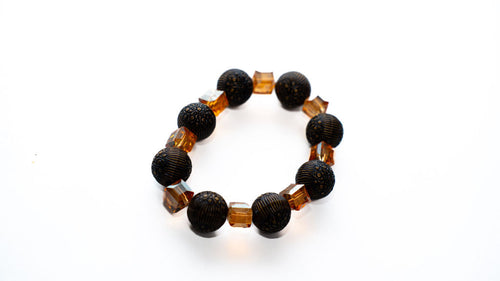 Black Brown Round Bead Bracelet — alternate view 02