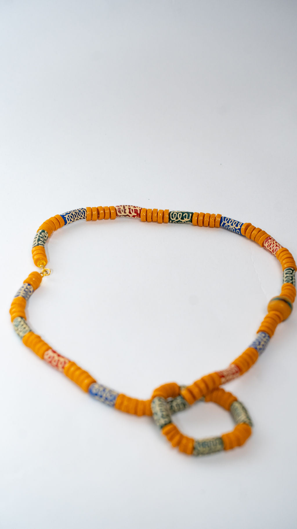 Orange Gray Beaded Loop Necklace — main view 01