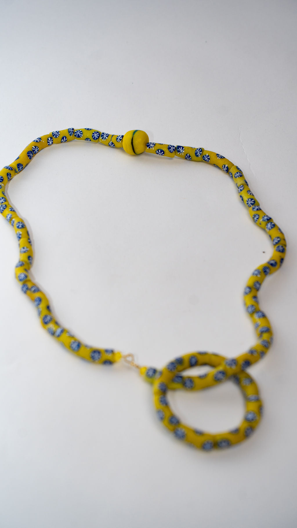 Yellow Gray Beaded Loop Necklace — main view 01