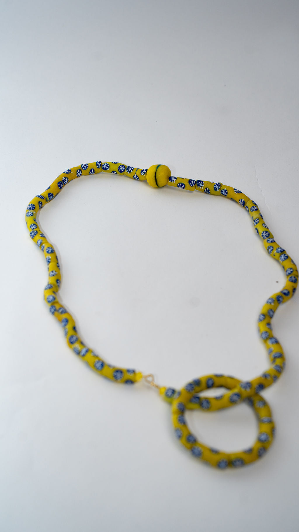 Yellow Gray Beaded Loop Necklace — alternate view 02