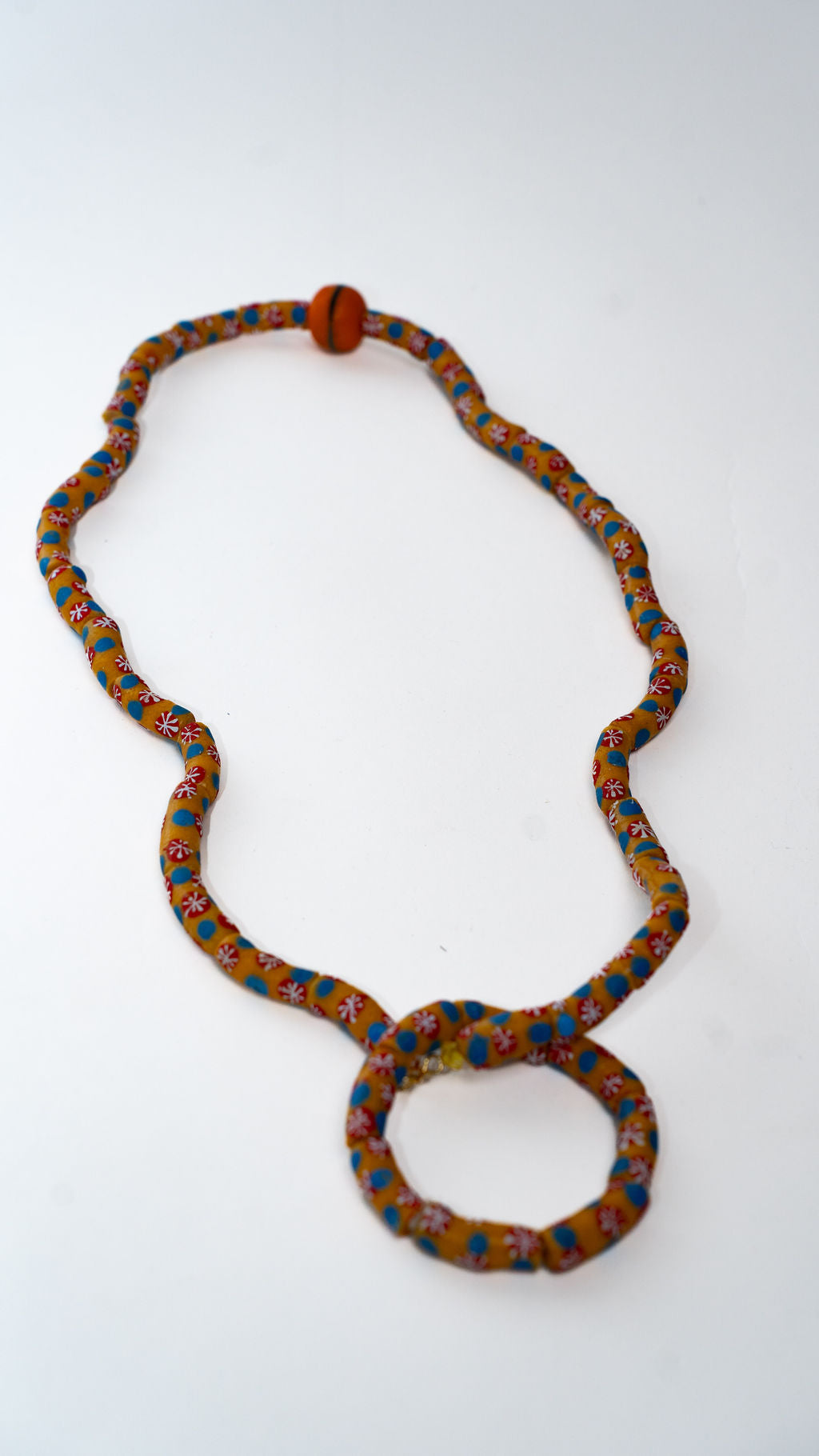 Red Brown Beaded Loop Necklace — alternate view 02