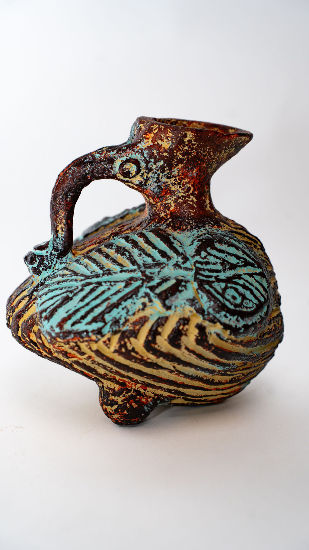 Bulb Shaped Handled Ceramic Vase — main view 01