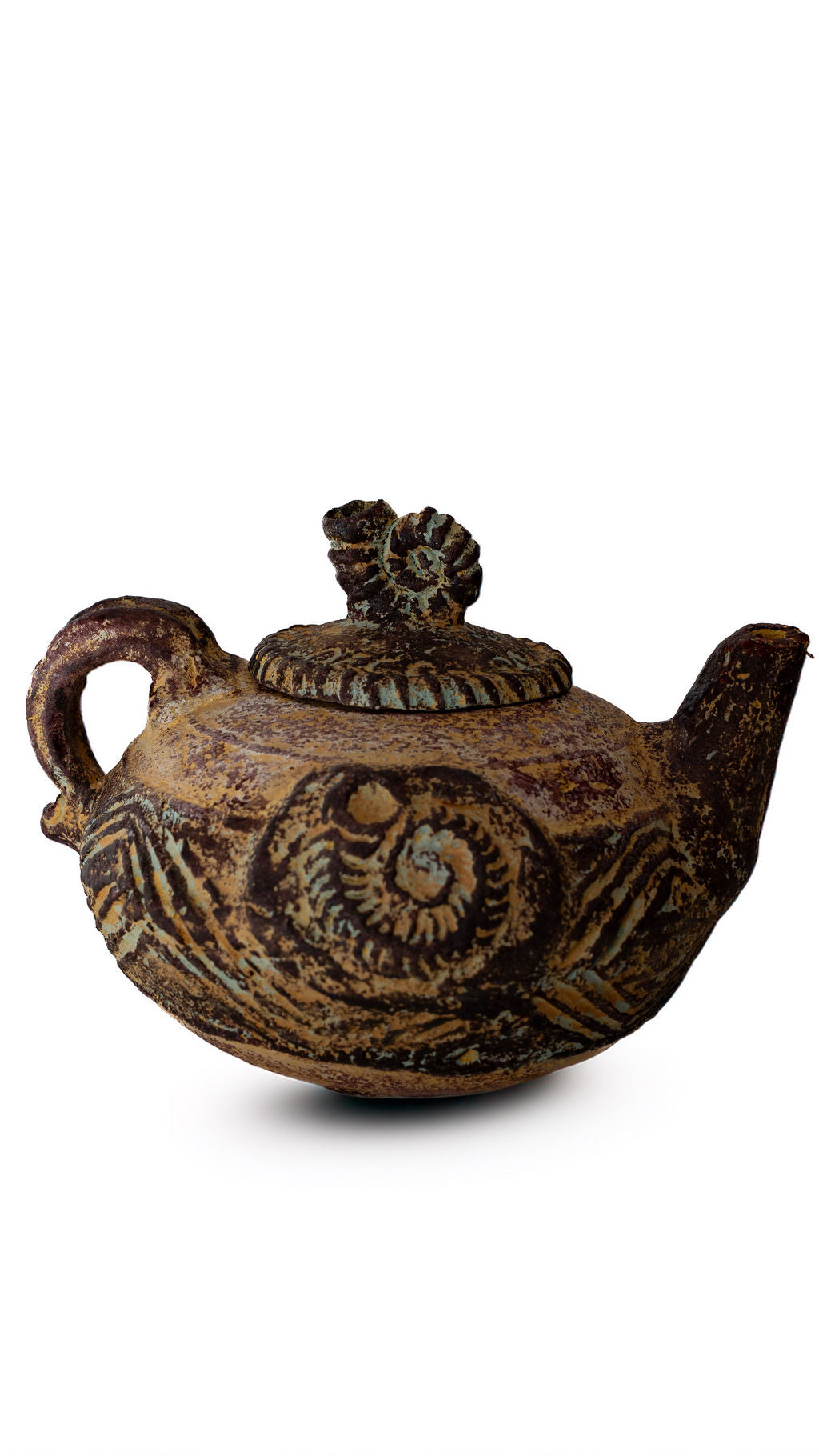 Brown Patterned Ceramic Teapot — product view 03