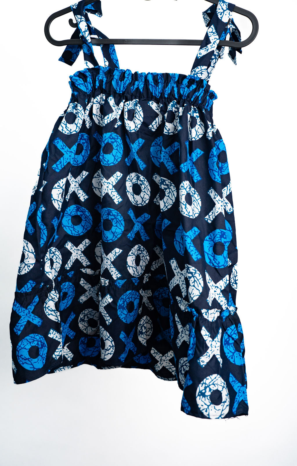 Blue Patterned Off Shoulder Dress — main view 01