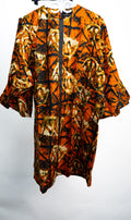 Orange Brown Print Kimono Set — main view 01