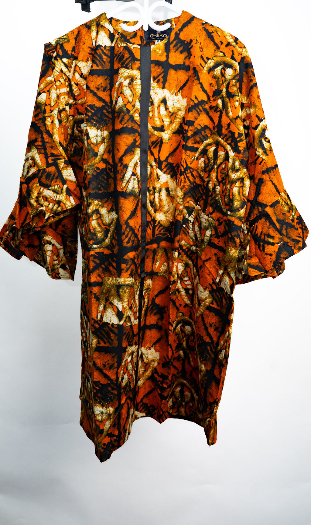Orange Brown Print Kimono Set — main view 01
