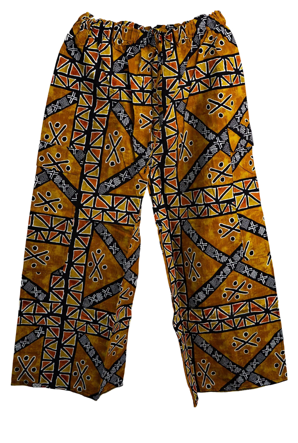 Brown Yellow Print Trousers — main view 01