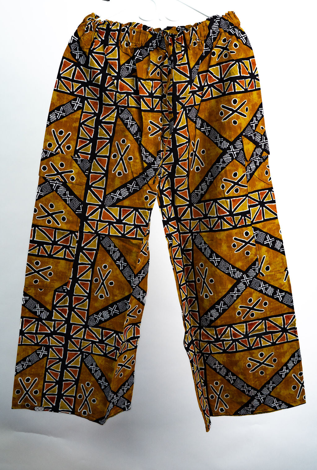 Brown Yellow Print Trousers — main view 01