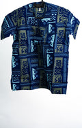 Blue Geometric Print Mens Shirt — main view 01