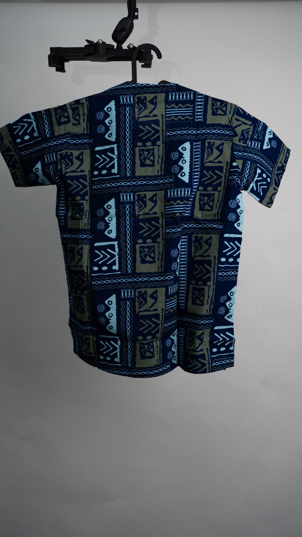 Blue Geometric Print Mens Shirt — alternate view 02
