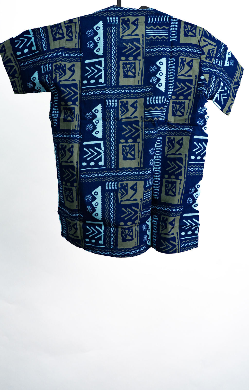 Blue Geometric Print Mens Shirt — product view 03