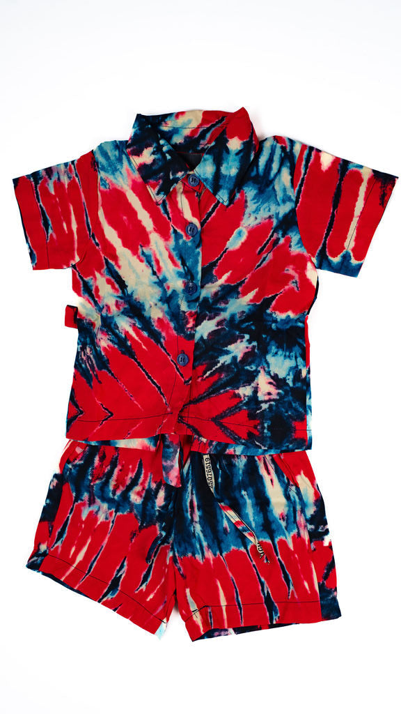 Red Blue Tie Dye Two Piece Set — product view 04