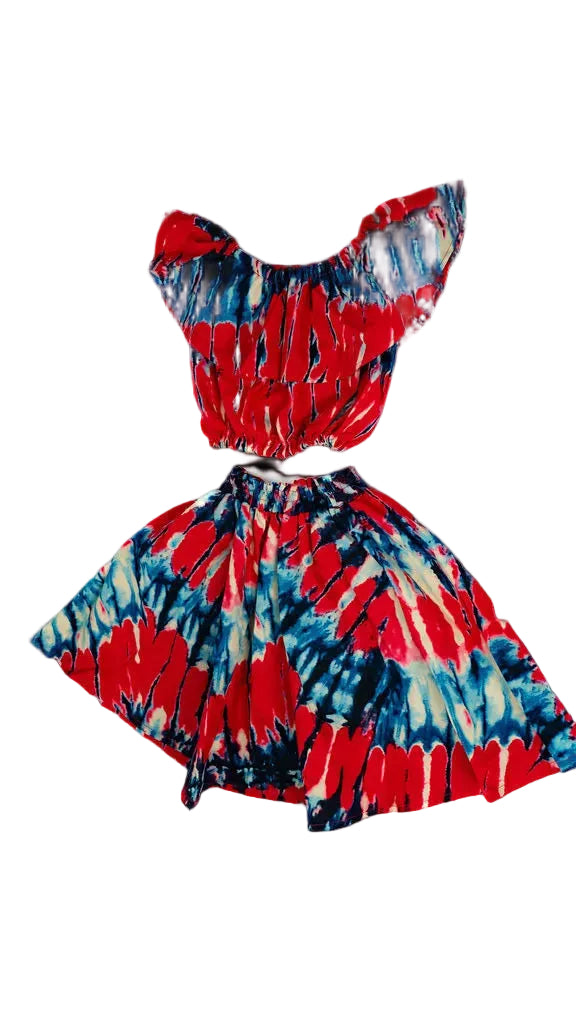 Red Blue Tie Dye Two Piece Set — product view 05